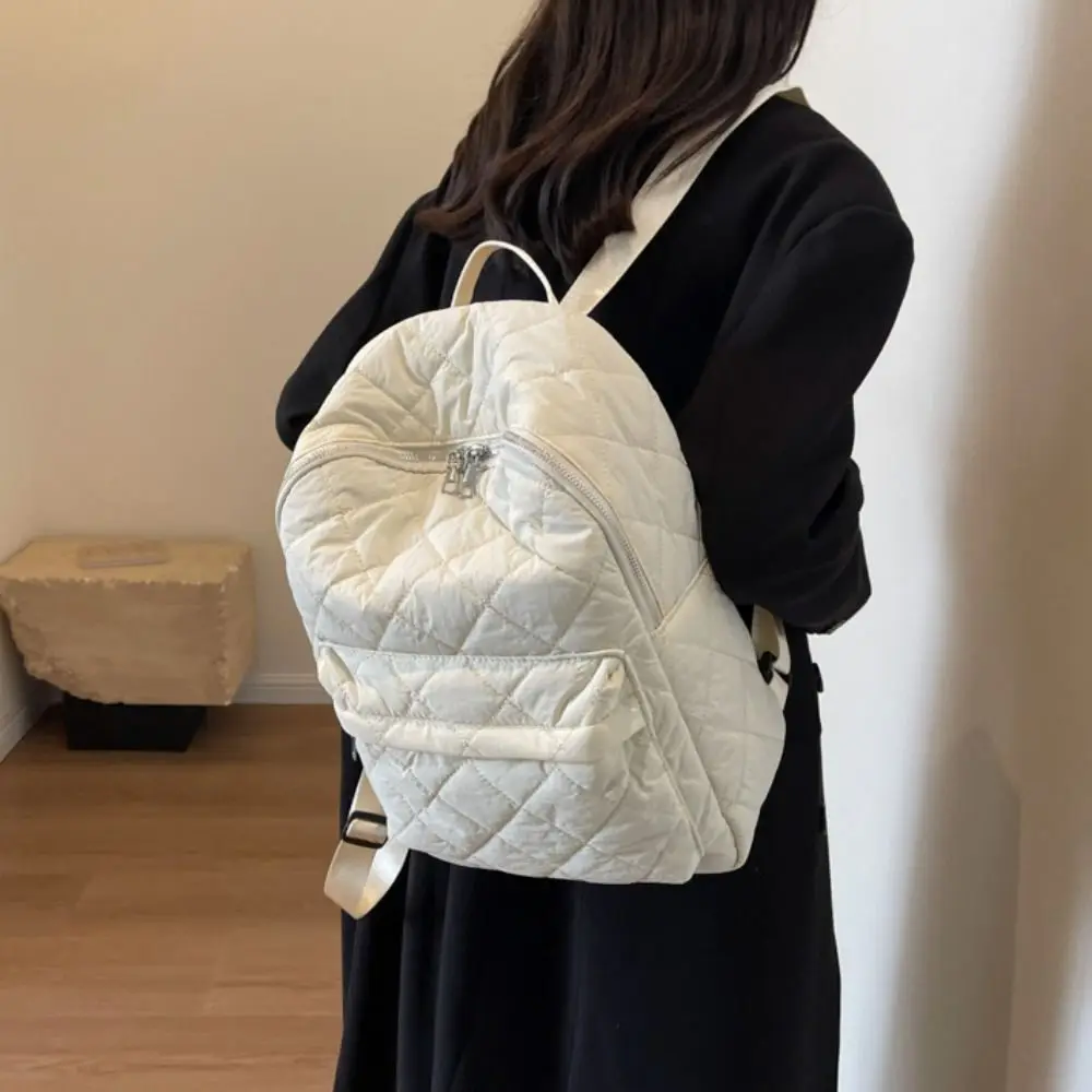 Fashion Padded Coat Backpack Bubble Shoulder Bag Nylon Cloud Pleated Large Capacity Student Schoolbag