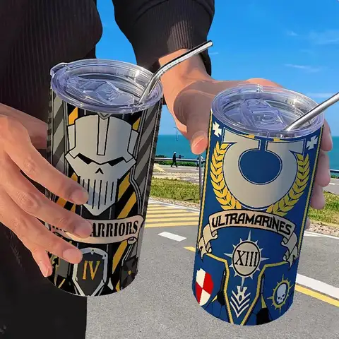 Warhammer 40K Peripheral Insulated Cup with Straw, Handy Coffee Cup Ins High-looking Portable Creative Student Water Cup