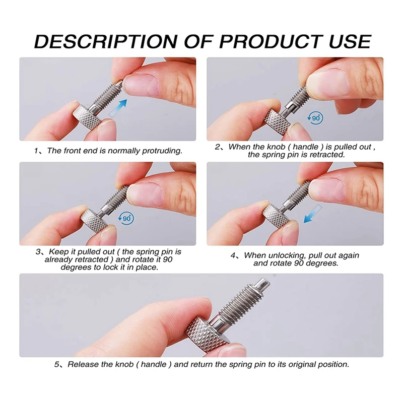 Estêmbolo de mola retrátil manual, 2 peças, bloqueio de aço inoxidável tipo m6, pinos de liberação rápida para embalagem de caixa de ferramentas de rolamento