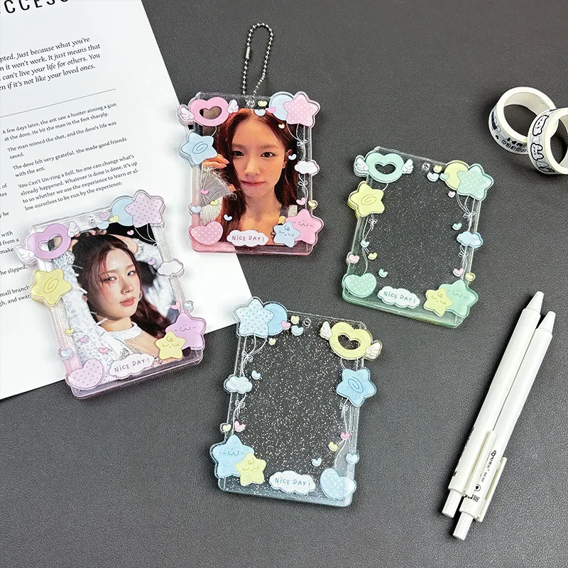 حامل بطاقات لامع شفاف من الأكريليك لقلادة عرض تخزين بولارويد مقاس 3 بوصة لصور أيدول #2