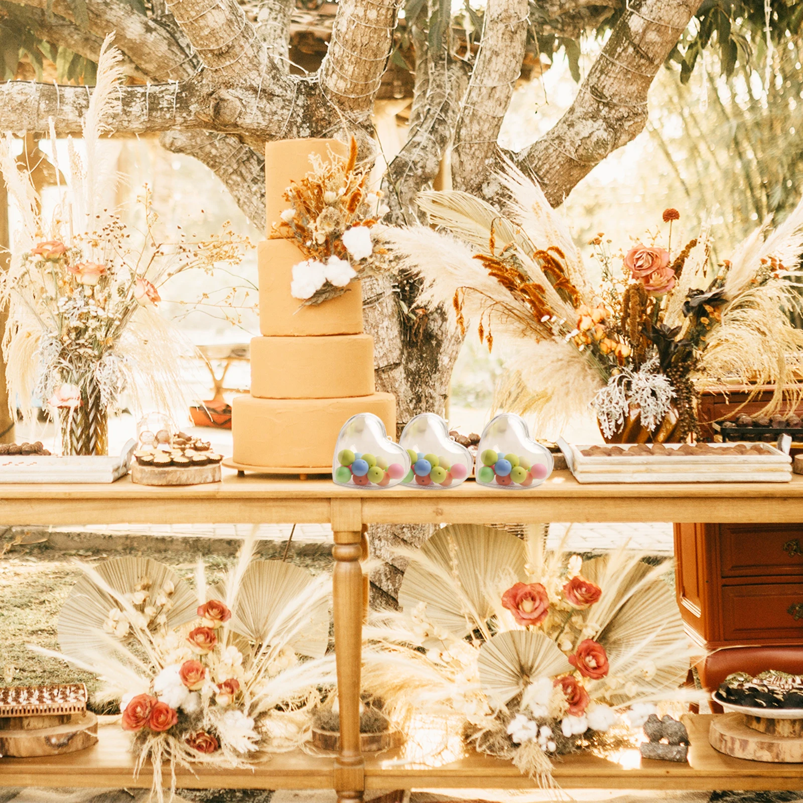 

5Pcs Heart Shaped Candy Boxes Transparent Plastic Durable Fillable Sweet Treat Storage Gift Container Heart Candy Box