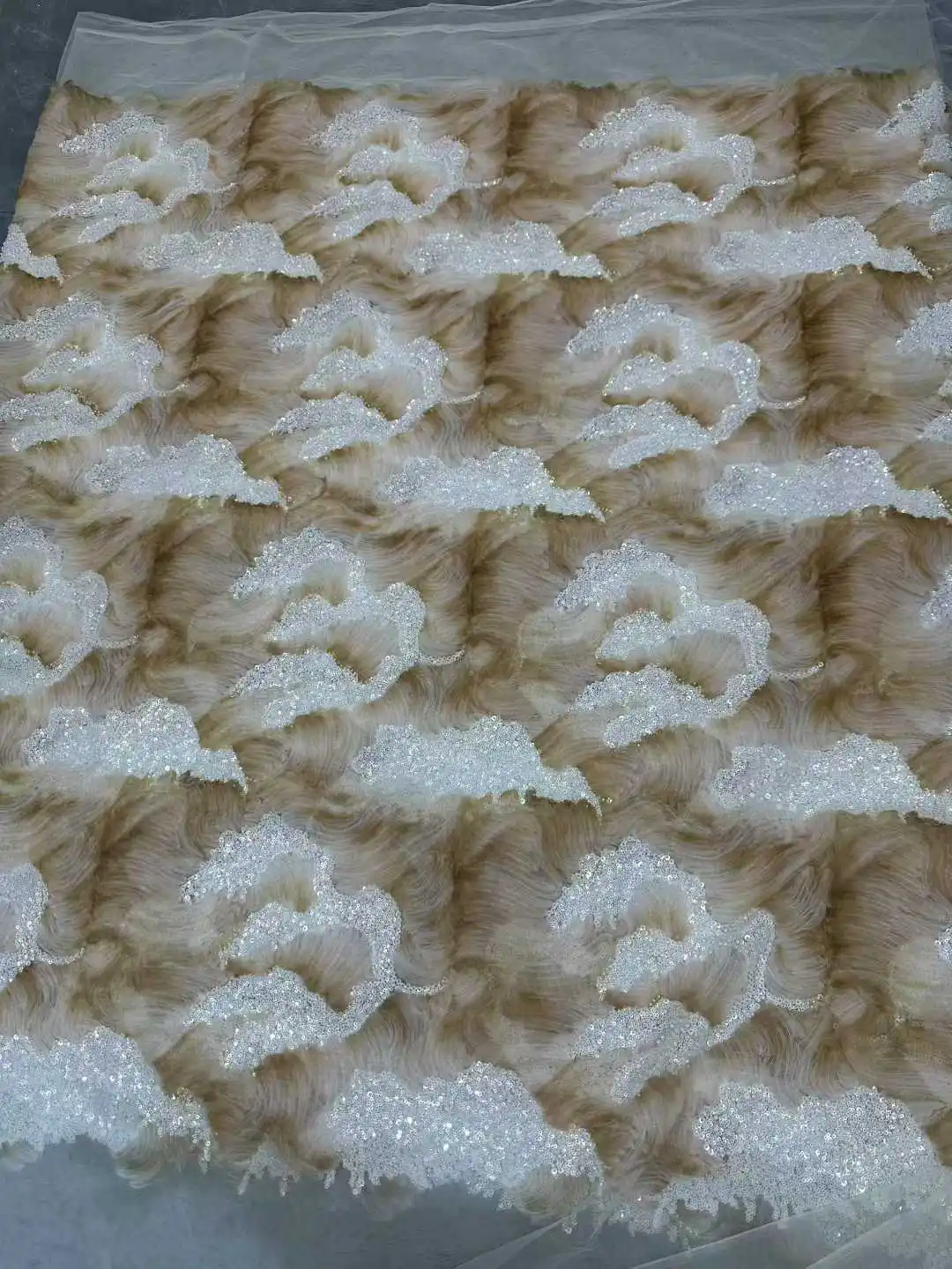 Kain Nigeria Desain Khusus Gelombang Warna-warni Bordir Berkualitas Tinggi Renda Jala Manik-manik Payet Untuk Membuat Gaun Pengantin Wanita CC1540