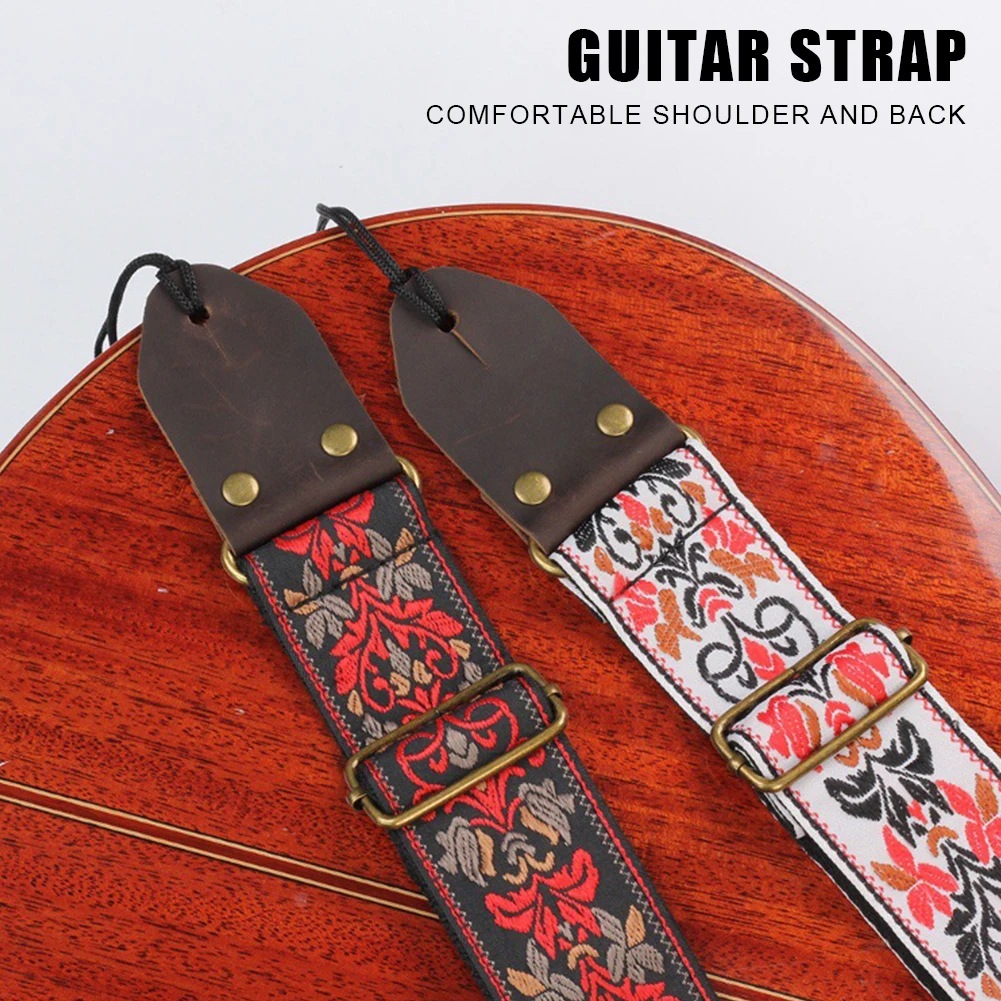 Guitar Shoulder Strap Adjustable 5cm Width Jacquard Guitar Strap with Tail Pin for Acoustic Guitar/Electric Guitar/Bass Guitar