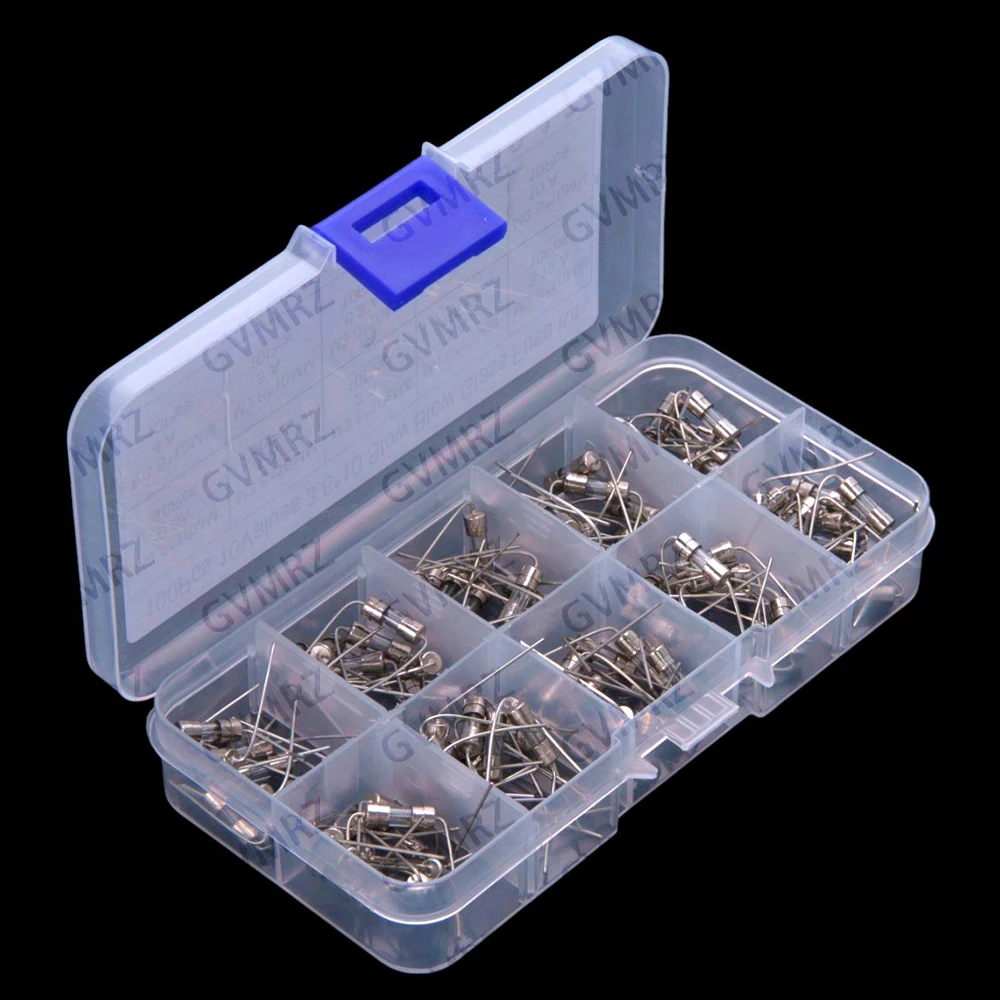 10Values ​​100PCS 0.5A 10A 3.6x10mm Leaded Glass Fuse Tubes 0.5A/10A Straight Through-hole 250V Kit 3.6x10mm
