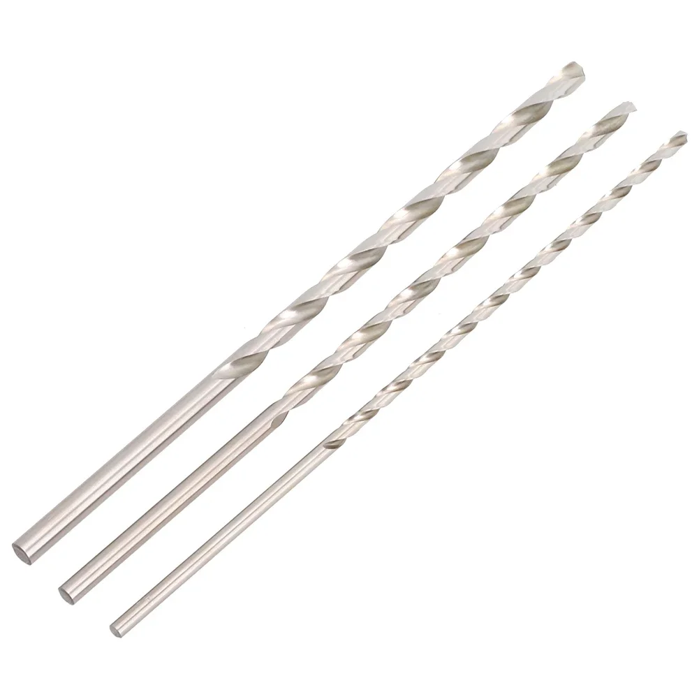 

Long HSS Wood Drill Bit Set 3pcs Spiral Drills (6 8 10mm) 300mm Long Double Sharpened Edges for Tear Free Holes