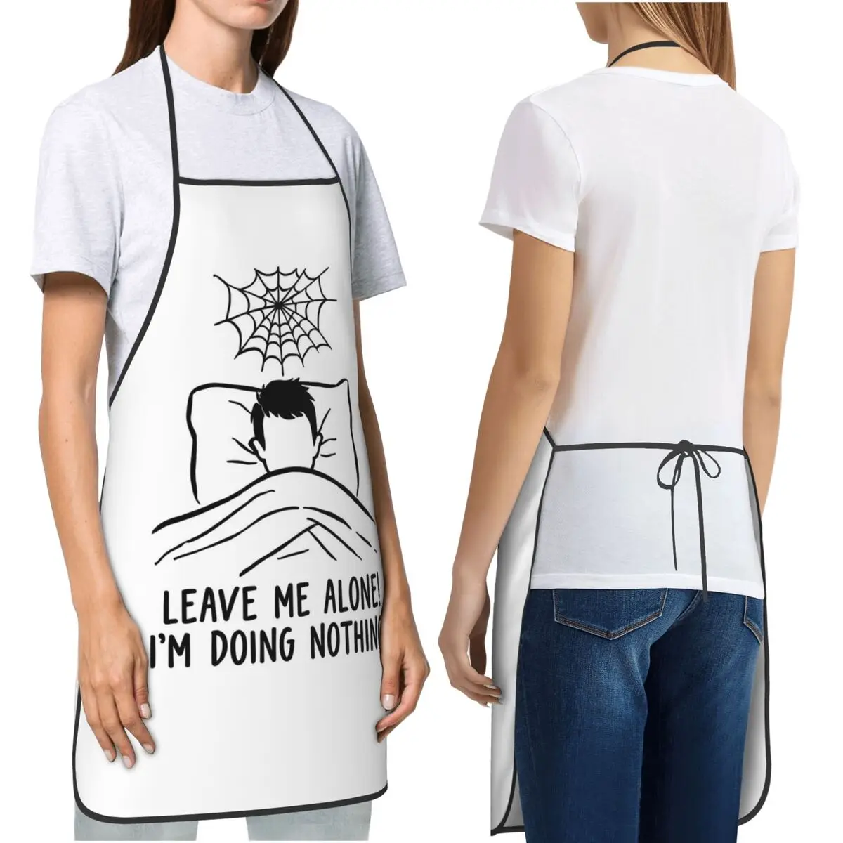 Leave Me Alone I'm Doing Nothing Aprons Chef Cooking Baking Tablier Bib Kitchen Cleaning Pinafore for Women Men Painting