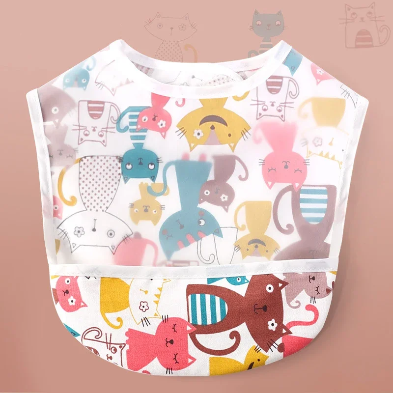 Cute Baby Bibs Waterproof Apron Kid Cartoon Number Cherry Cat Feeding Bib Soft Burp Cloth For Toddler Boys Girls Bandana Bibs