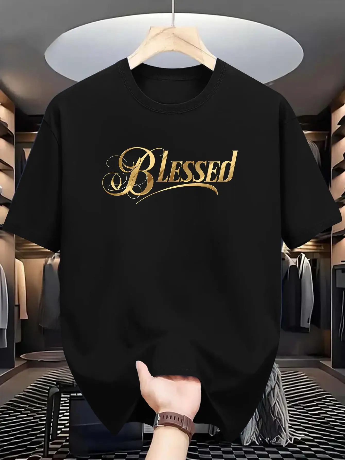 2026 Black & Maroon Blessed Cursive Print T-Shirt - Casual & Gym Short Sleeve Tee with Greek Beta Beta Logo-Free Design, Fit Rou