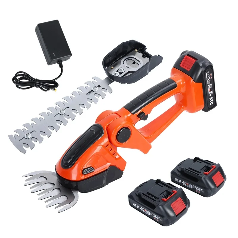 Mini Electric Hedge Trimmer & Grass Shears, Handheld Trimmer with 2 Rechargeable Batteries and Charger