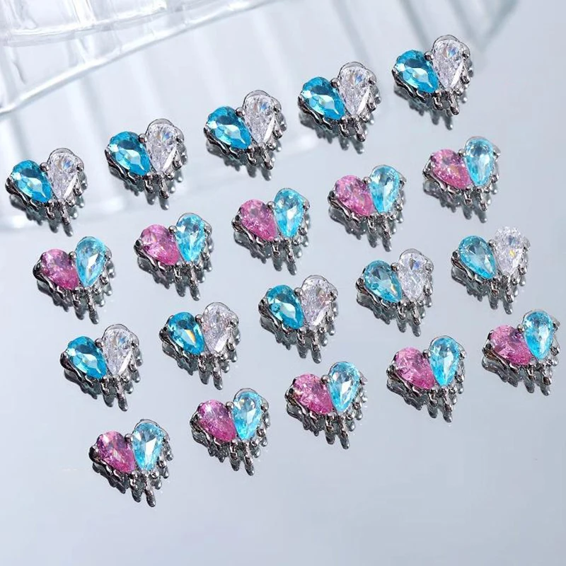 5PCS Lava Love Nail Accessories Flash Crick Starlight Zircon Double Match Color Zircon Love Nail Decoration Diamond