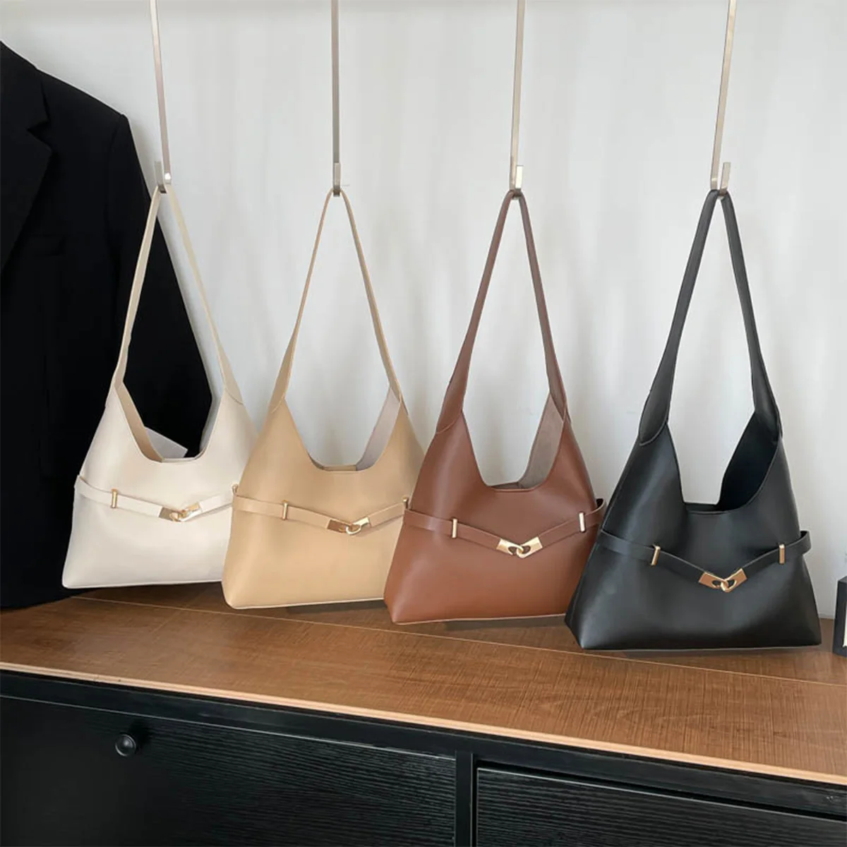 

Минималистичная сумка для подмышек с поясом и магнитной застежкой, водонепроницаемая сумка из искусственной кожи большой емкости для повседневных покупок