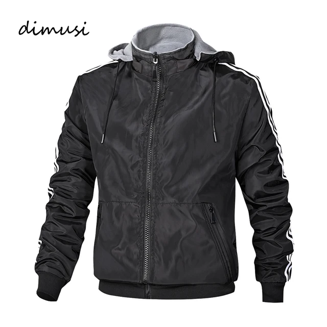 DIMUSI Men's Bomber Jacket Mens Outwear Reversible Windbreaker Warm Hooded Jackets Fashion Slim Fit Business Coats Mens Clothing 1