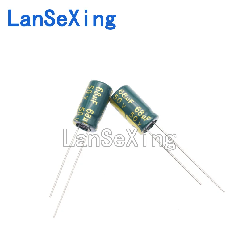 Direct insertion aluminum electrolytic capacitor components 50v 68uf, volume 6 * 11mm, capacitance 68uf 50v, capacitance