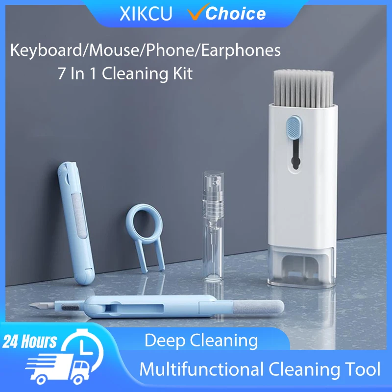 

Многофункциональный инструмент для чистки 7-в-1, чистка экрана мобильного телефона, щетка для чистки клавиатуры ноутбука, ручка для чистки Bluetooth-гарнитуры