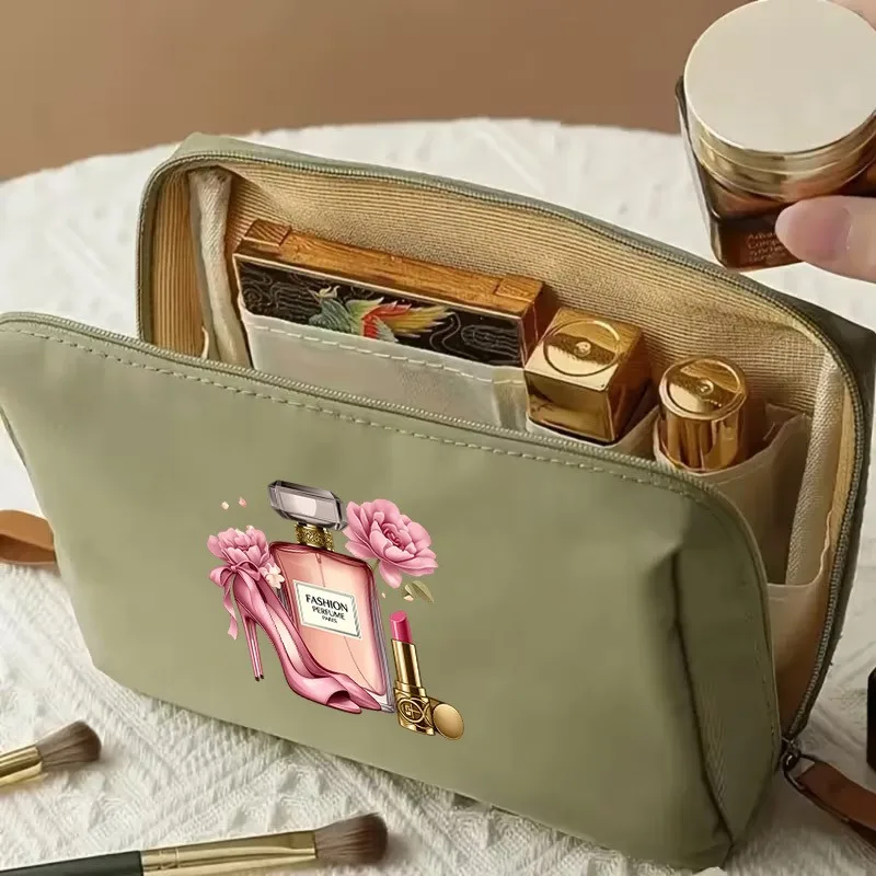 Elegant Makeup Bag with Pink Floral Design, Zippered Storage Pouch for Lipstick, Powder, and Eyeshadow Brushes, Large Capacity Travel Toiletry Bag for Men and Women - Birthday, Wedding, Christmas Gift Ideas - Suitable for All Seasons, Stylish Storage Bag, Thoughtfully Crafted Storage Solution, Lightweight Storage Bag, for Beauty Enthusiasts, Valentine's Day Gift, Ramadan Gift, Spring Season