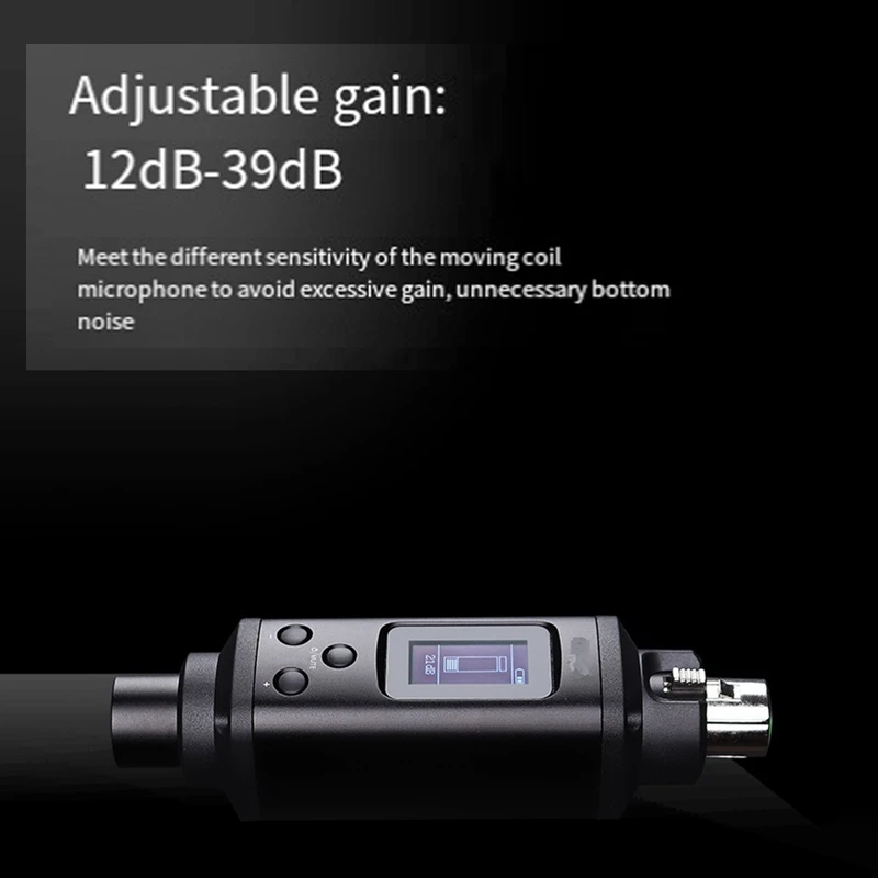 Rechargeable Dynamic Microphone Preamplifier LCD Screen 12DB-39DB Built-In Rechargeable Amplifier For SM58 Durable Easy To Use