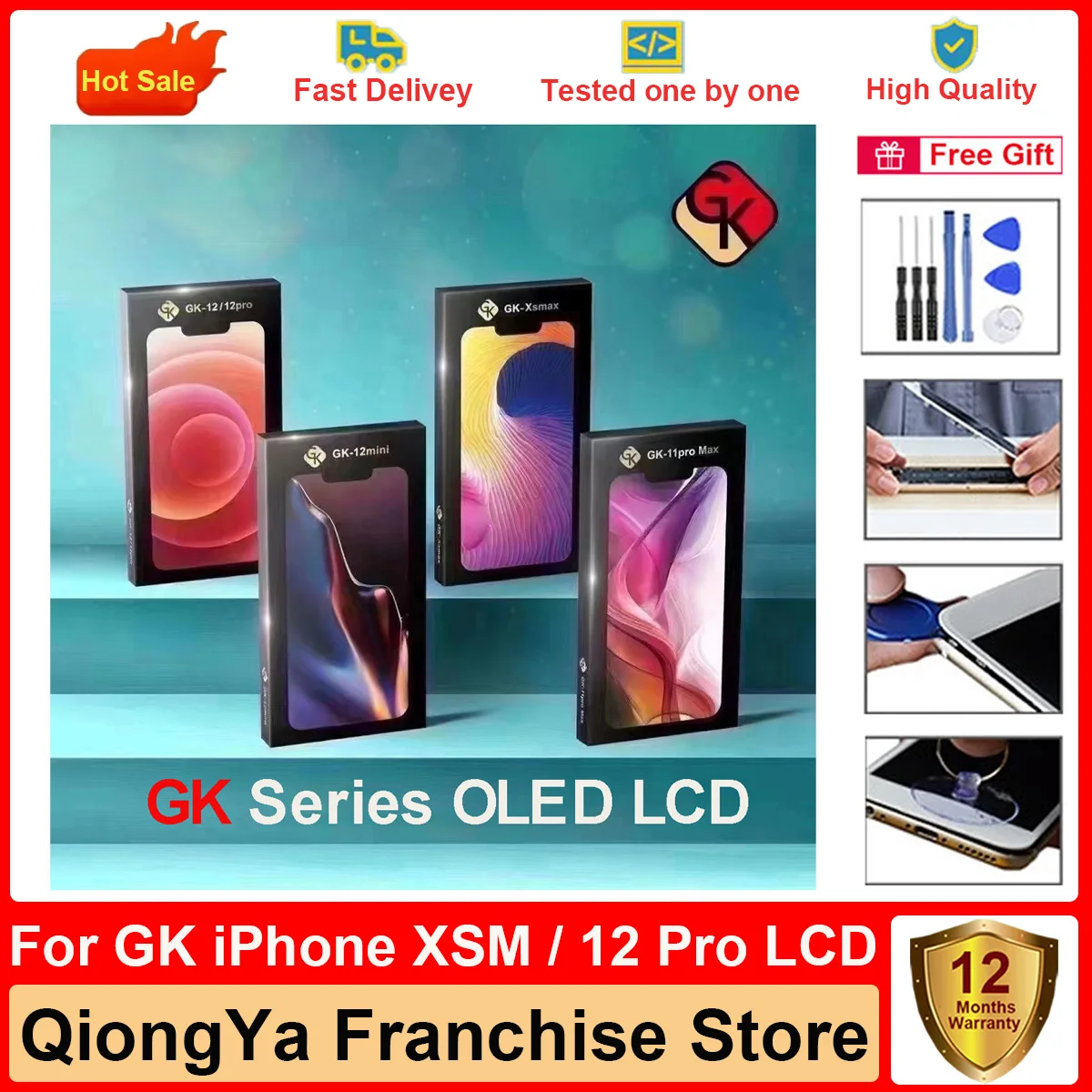 مراجعة وتحليل شاشة GK OLED 100% جديدة مختبرة لـ iPhone XS Max 11 Pro Max 12 Pro 12 Mini