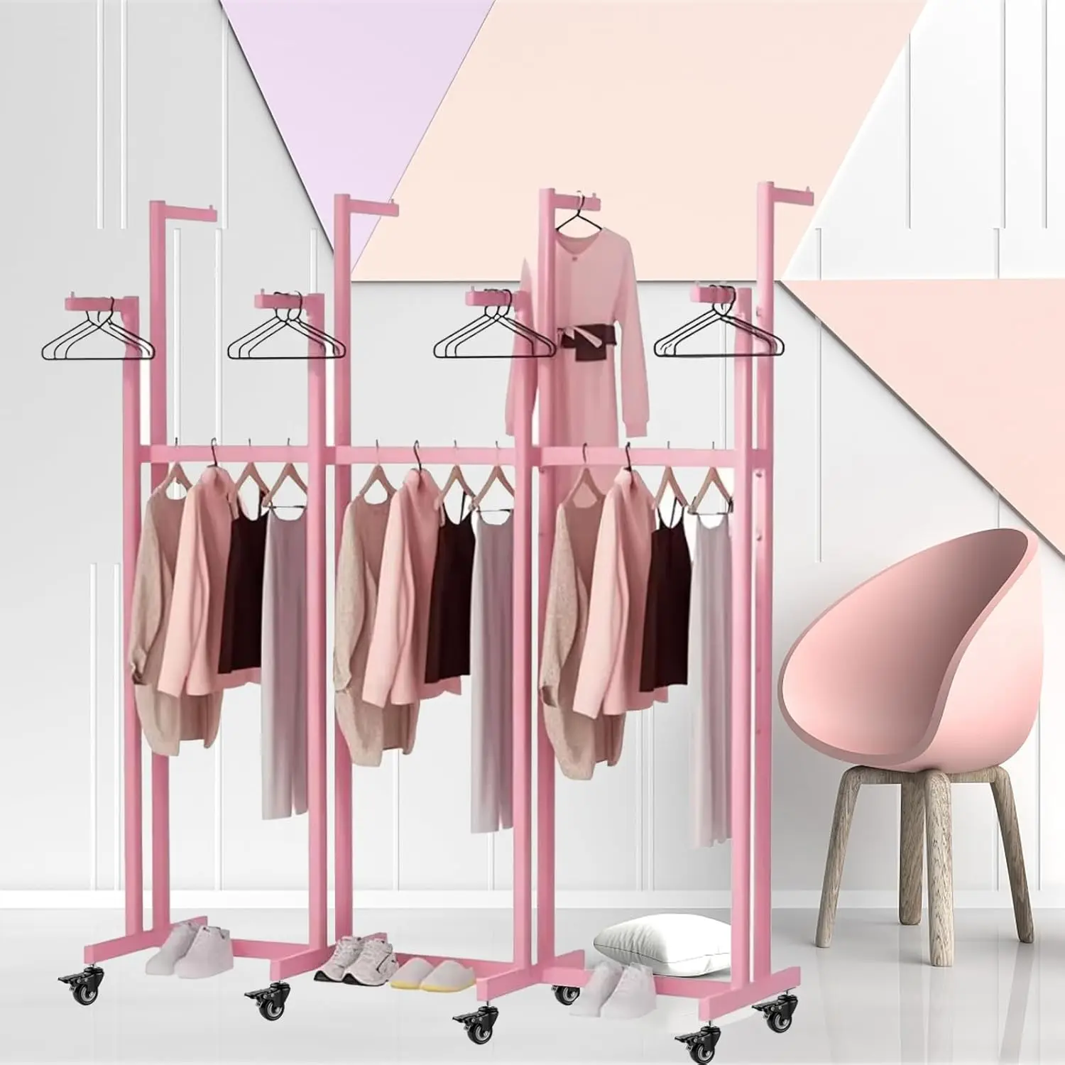 

Heavy Duty 8 Arm Clothes Garment Rack, Metal Garment Clothing Rack With Wheels, Adjustable Height Floor Standing, Customized