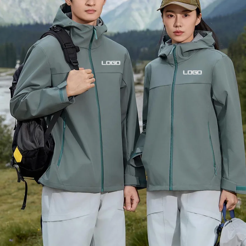 Men's Autumn Winter SoftShell Fleece Waterproof Jackets Male Hood Coats Fishing Hiking Camping Climbing Skiing Free Custom LOGO