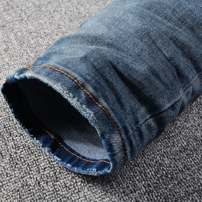 Y2Knew jeans de mezclilla, lavados con agua, elásticos nostálgicos, corte ajustado, lavado retro, jeans con parches rasgados azules, calle principal