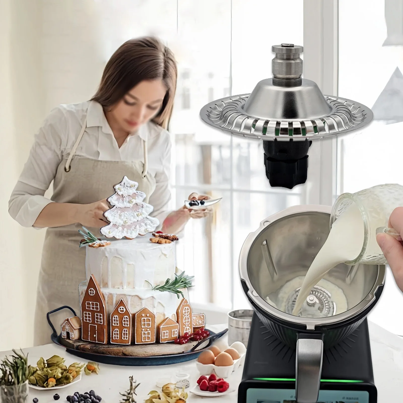 مرفق رغوة الحليب متوافق مع Thermomix TM7 للرغوة الساخنة والباردة-كابتشينو-لاتيه آرت-ميلك شيك-خبز الحلوى #5