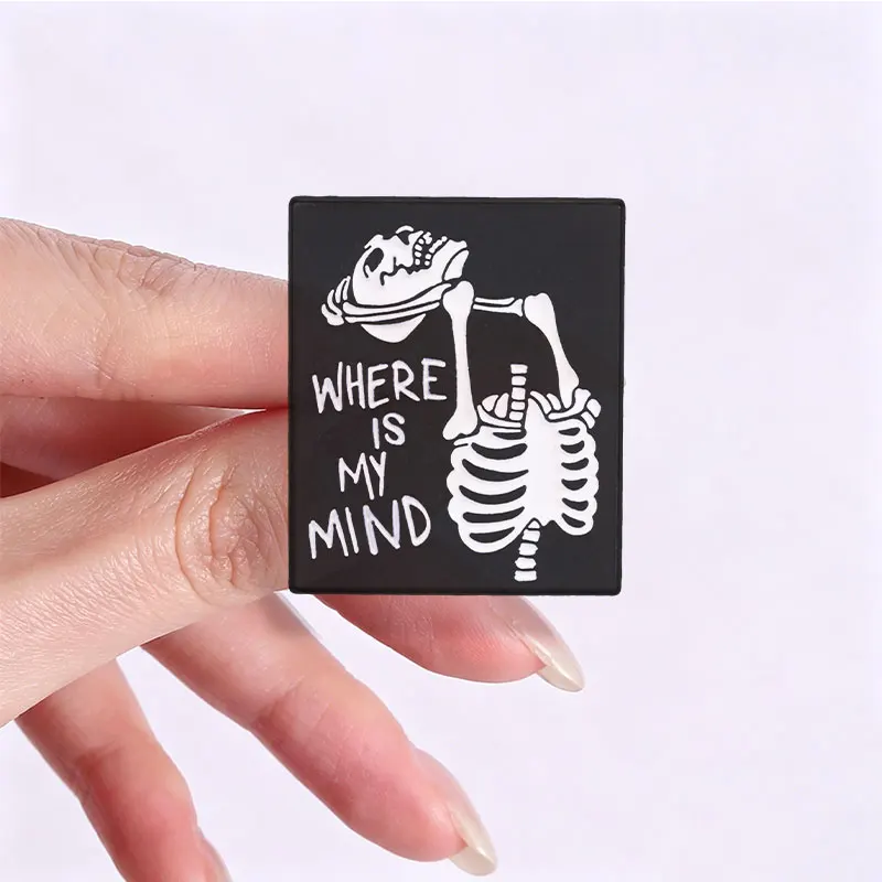 People Are Stupid Skeleton Coffee Enamel Badges Goth  Dark Humor Pin Alloy Brooches Lapel Backpack Jewelry Gifts