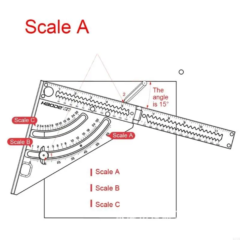 M5TB Woodworking Scale Raler Multifunctional Metric Cluer Aluminium Aluminium for Triangle Square Rquer