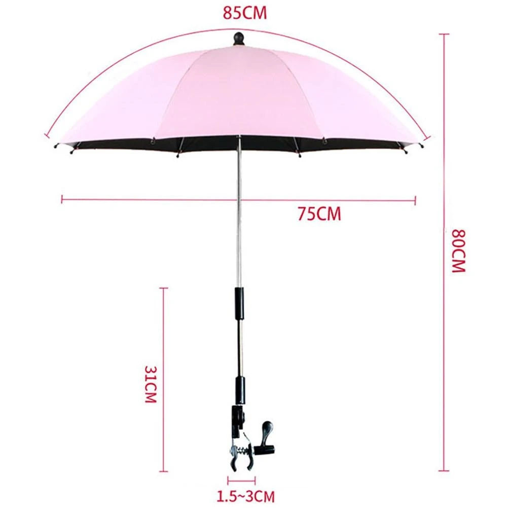 Pram Parasol with Clamp Umbrella with Adjustable Clip on UV Protection Umbrella for Wheelchair Users Chair for Children