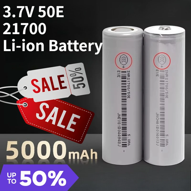 

50E 21700 5000mAh Li-ion Battery 3.7V for High Discharge Mod / Kit 3.7V 15A Power 5C Rate Discharge and Box