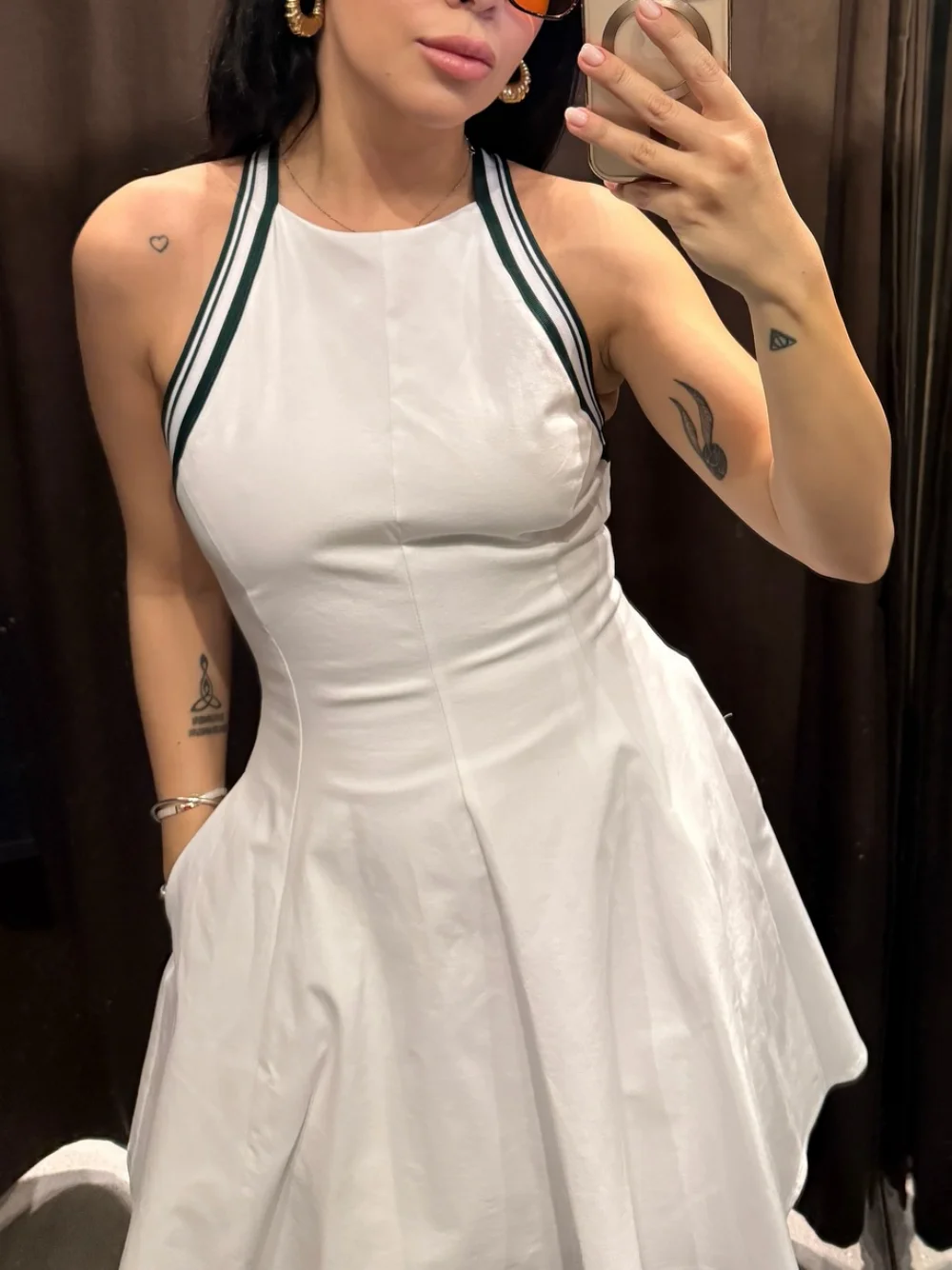 

2025 Summer Women's New Dress Fashion Striped Splicing Halter Short Dress Sexy Backless Sports Party Mini Dress