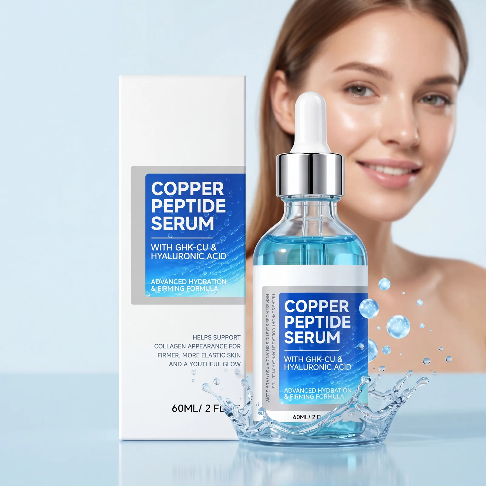 Copper Peptide Hydrating Serum, Refreshing & Nourishing, Refines Facial Skin, Gentle Hydrating & Easy-to-Apply Skin Care Essence