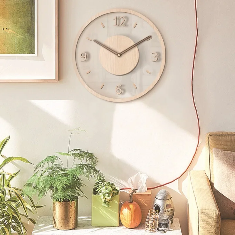 Nordic Style Round Silent Wall Clocks Simple Luxury Tempered Glass Living Room Clocks Creative Classical Bedroom Home Decoration