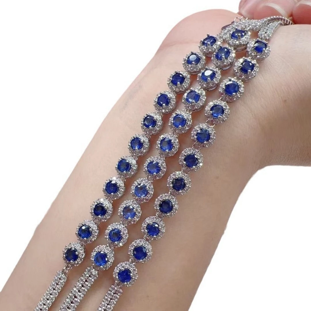 

KJJEAXCMY High clarity Natural Sapphire S925 silver exquisitely Bracelet Full of luster Simple,Design High-End Support testing
