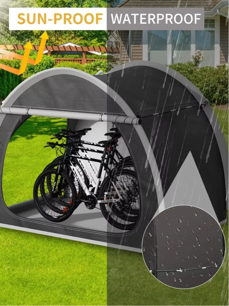 Fahrradzelt für 1-4 Fahrräder, tragbare Fahrradgarage für den Außenbereich, wasserdicht, UV-Schutz, 210D Oxford-Gewebe, vielseitiger faltbarer Aufbewahrungsschuppen