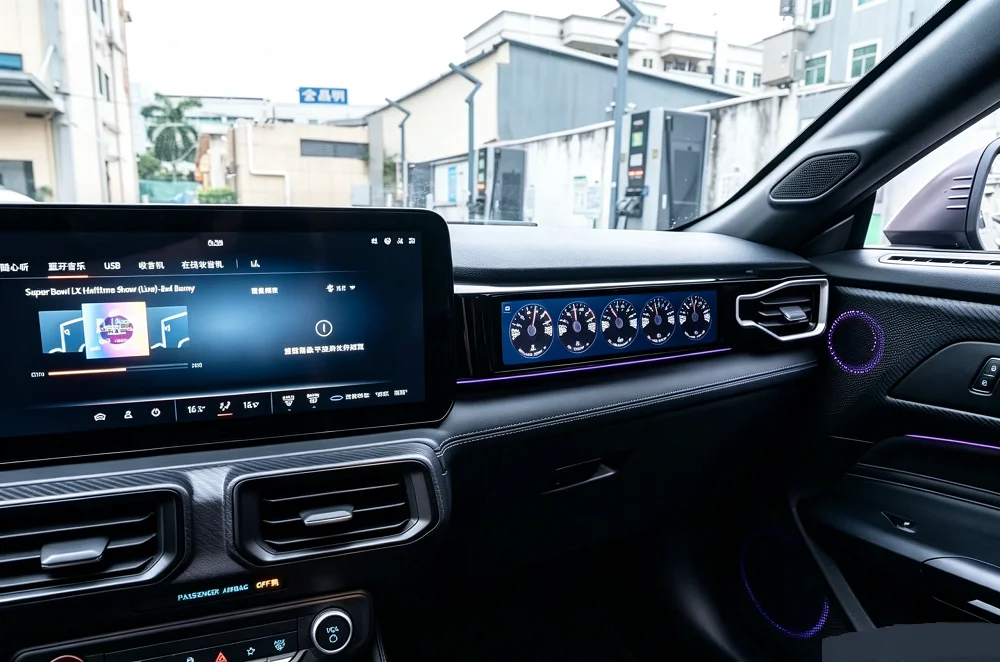 For Ford Mustang 2024~2027 Touch Screen Racing Dashboard Wireless CarPlay OEM-Style 5-Gauge Display Plug-and-Play Installation