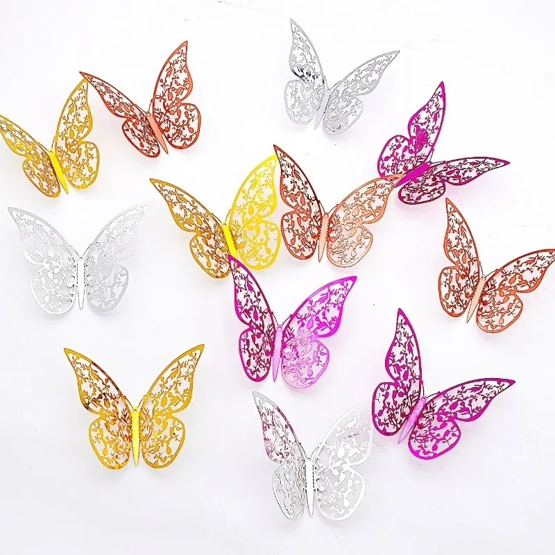 12Pcs Fashion 3D Hollow Butterfly Creative Wall Sticker For DIY Wall Stickers Modern Wall Art Home Decorations DIY Gift