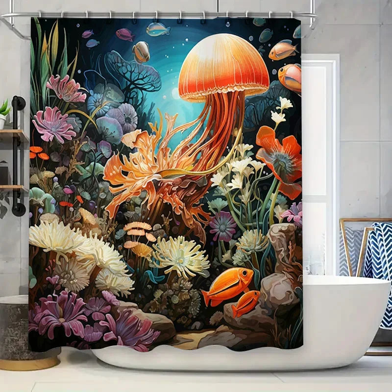 

Подводный мир занавеска для душа водостойкая ткань декор для ванной комнаты домашний аксессуар для ванной комнаты океанская рыба принт душевые двери Decorati