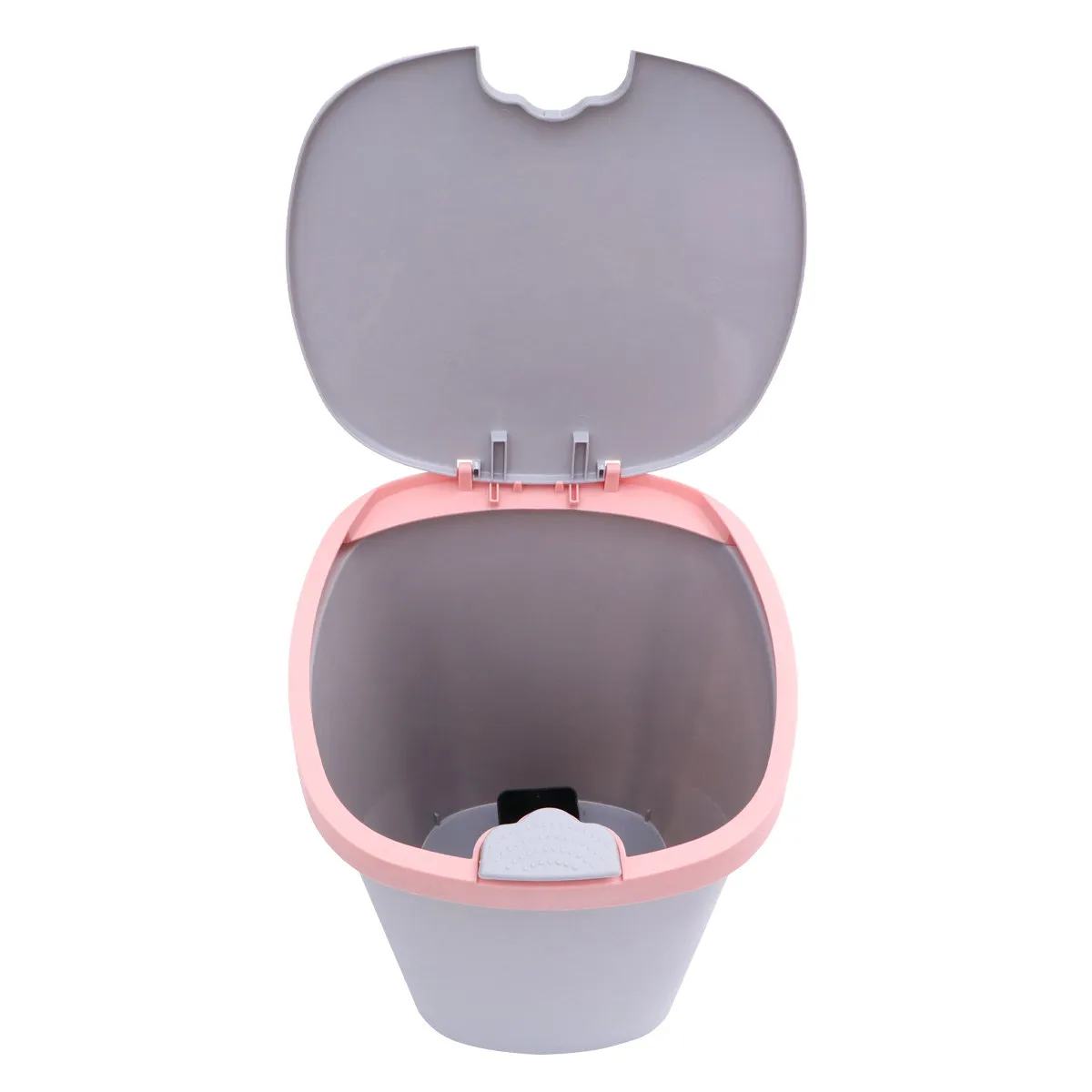 1Pcs Square Plastic Trash Can with Lid Push Button and Pedal Activation Silent Slow Close Odor Resistant Large Capacity Kitchen