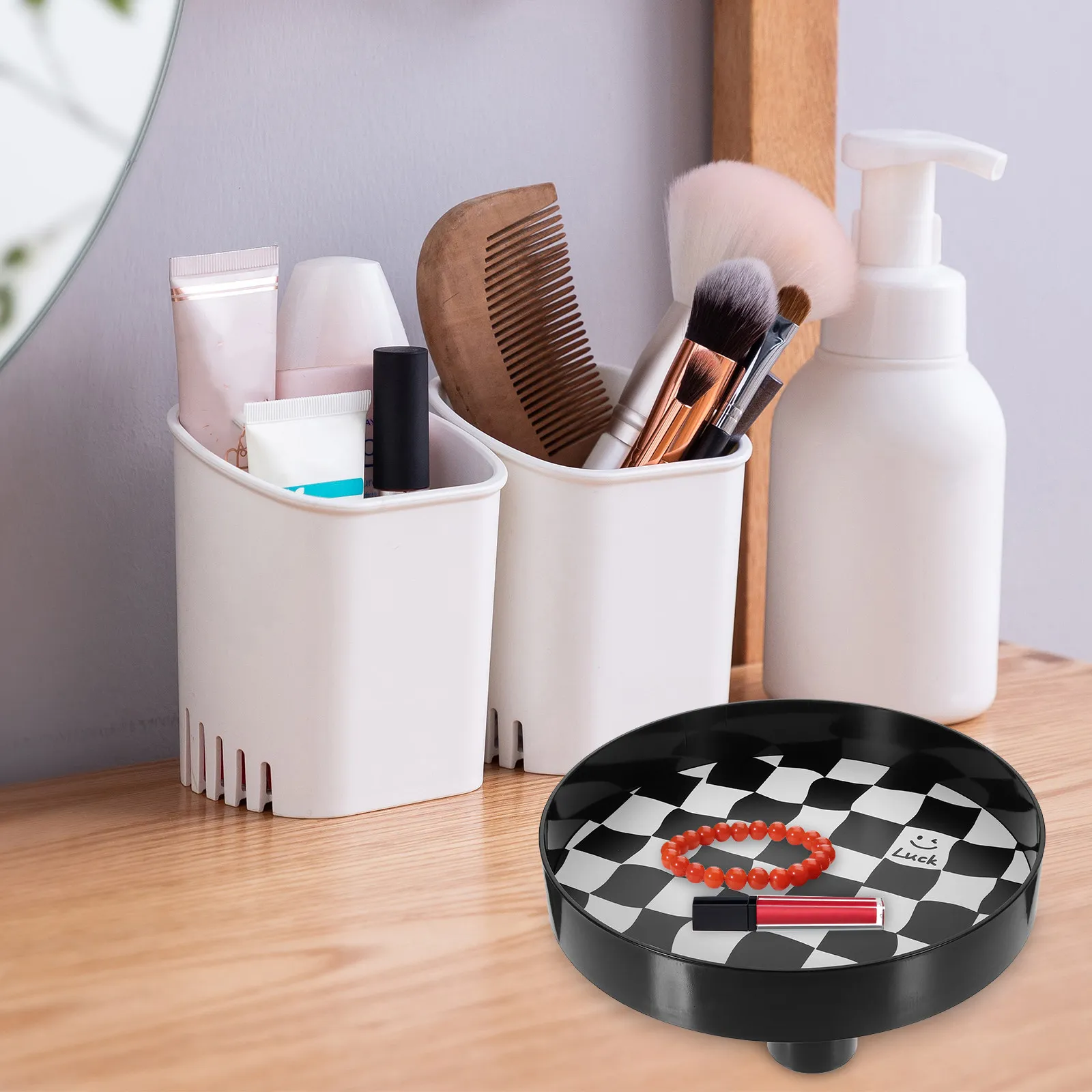 

Chessboard Storage Tray Modern Large Capacity Organizer Tray for Cosmetics Perfume Jewelry Key Holder Decorative Home Office