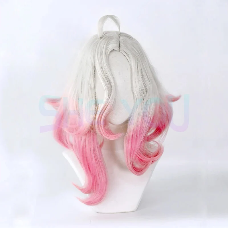 Peruca Cosplay LOL Briar para mulheres, longo, branco, rosa, resistente ao calor, cabelo sintético, perucas de Halloween, boné, orelhas livres, jogo, fofo