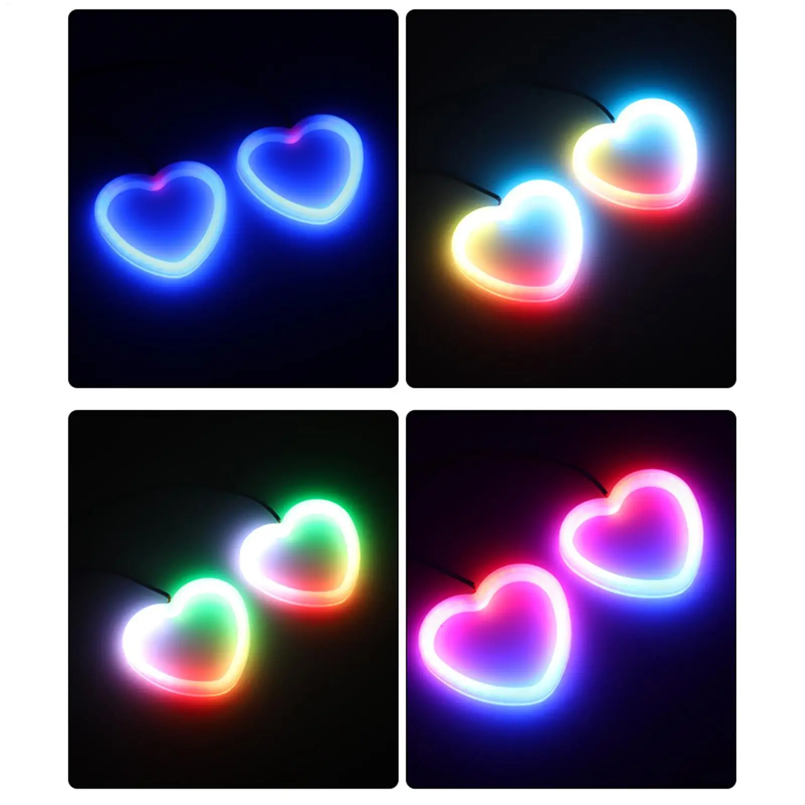 LED Car Headlights RGB Heart Shape App Control Car Accessories Love Shape Fog Light For Truck Motorcycle RV Sedan SUV Pickup Van