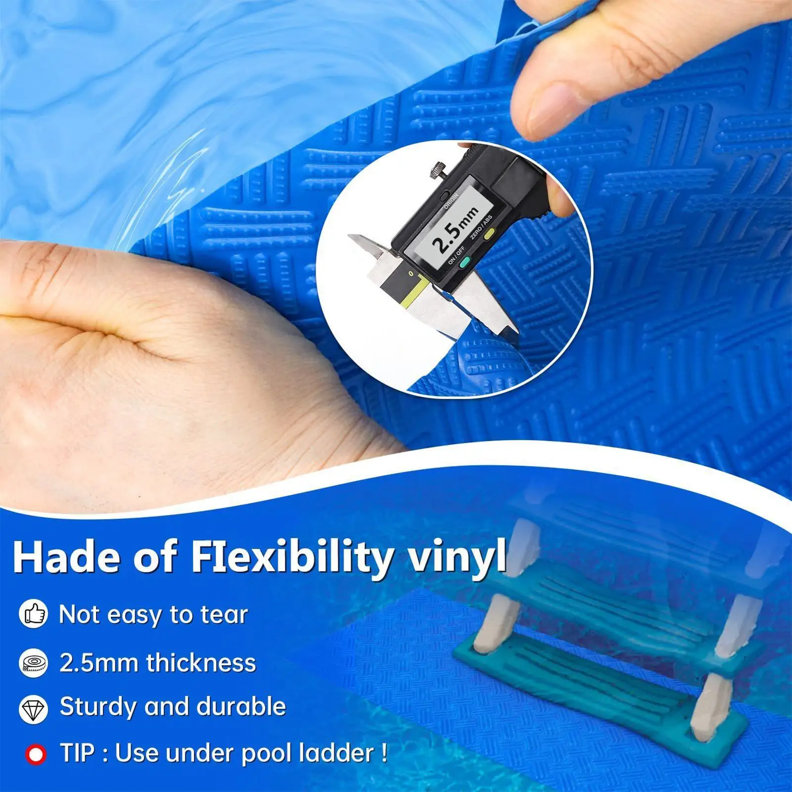 Pool Ladder Pad Anti-Slip Bathroom Floor Rug Pool Stair Protective Pad for Summer Hotel Resort Play Area Camping Backyard Garden