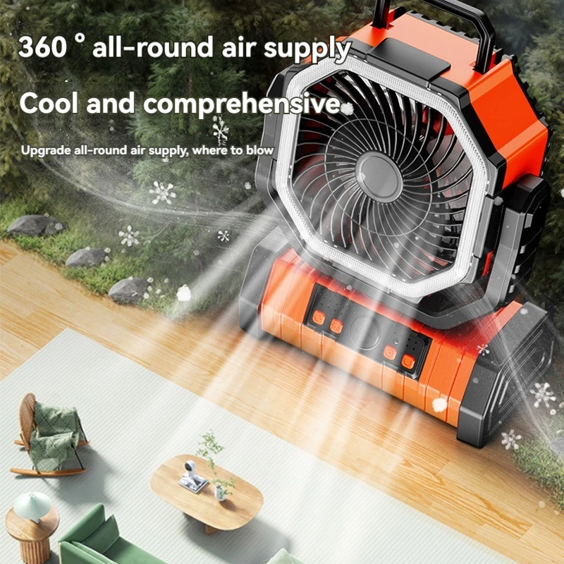 Outdoor Camping Fan Multi functional, Long Range, Large Capacity, Hangable Camping 10000/20000mah,Tent LED Lighting Portable Fan