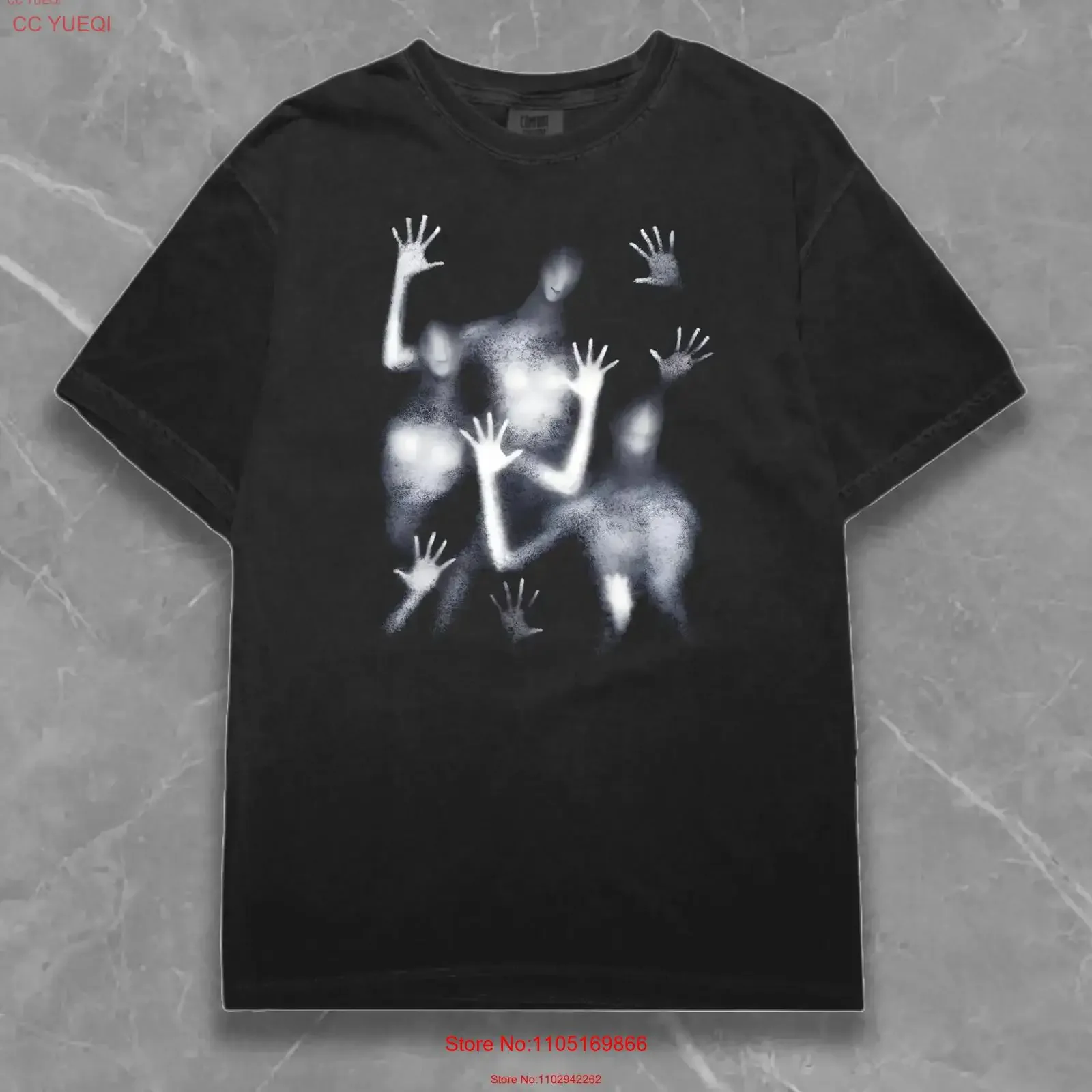 Ghostly Hand Shadow T Shirt Y2K Streetwear Fashion Vamp Retro Opium Unique Art Aesthetic Style Vintage Grunge vintage Washed