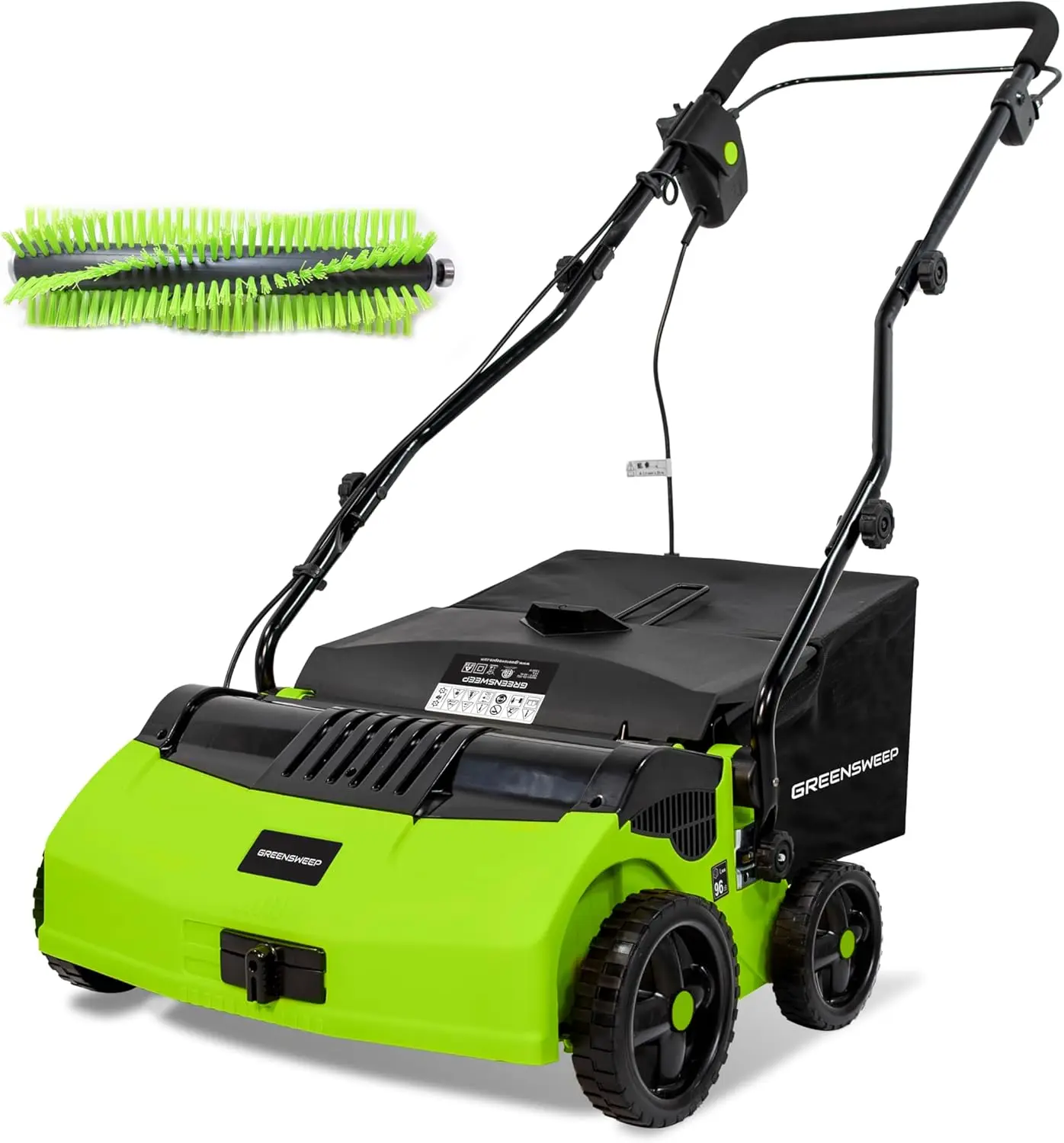 V2 - Artificial Grass Electric Sweeper Rake Vacuum 45L Collection Bag,5 Adjustable Heights, Foldable Handle & Extra Brush