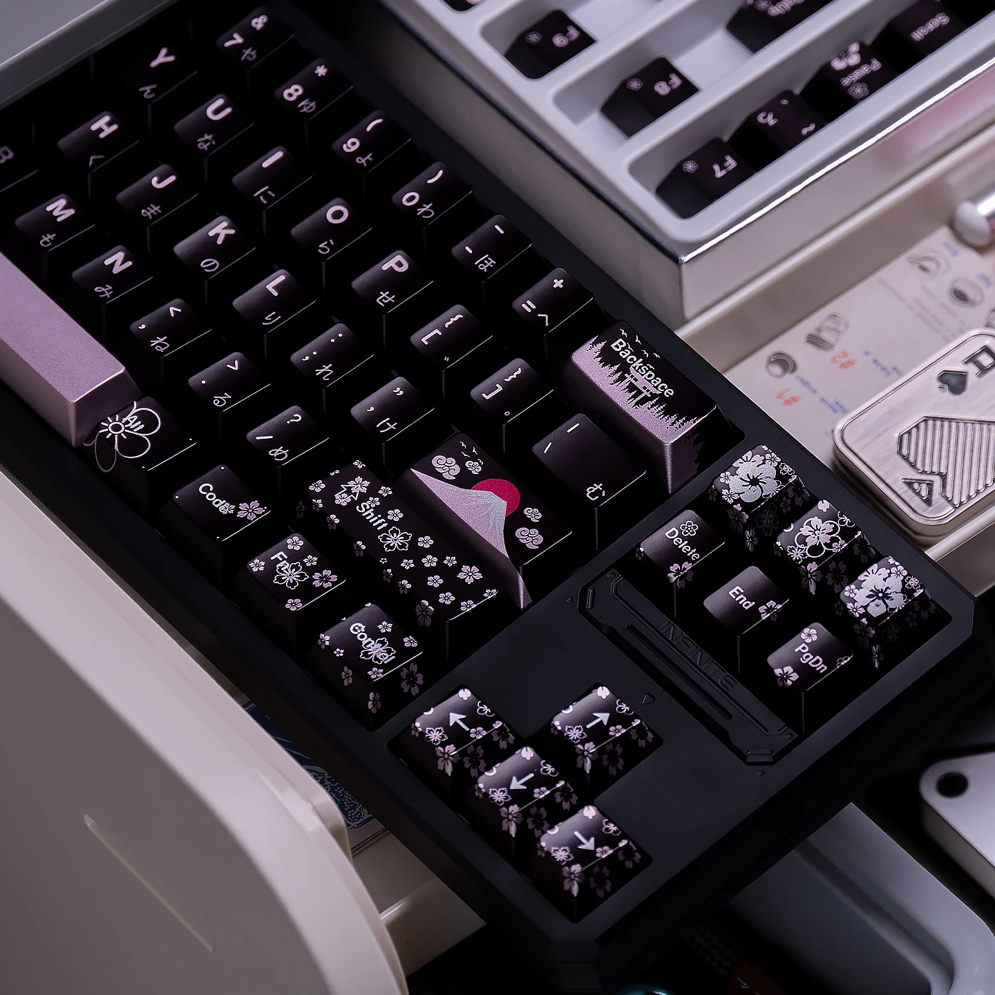 Metal Texture Keycaps 122 keys Cherry Profile PBT Japanese Keycaps Spring in full bloom keycaps For MX Mechanical Keyboard