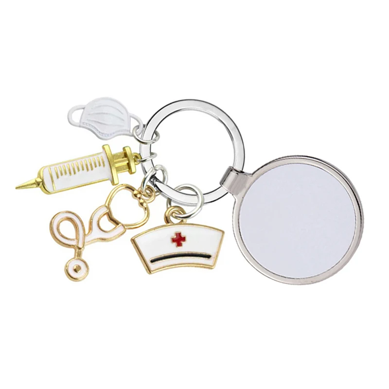 

10pcs Keychain Sublimation DIY Blank Alloy Mask Nurse Pendant