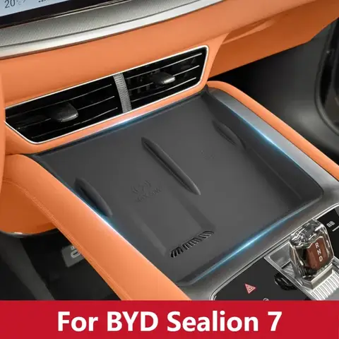 BYD Sealion 7 2024 무선 충전 패널 실리콘 매트 내부 방진 방수 논슬립 매트 자동차 개조 액세서리