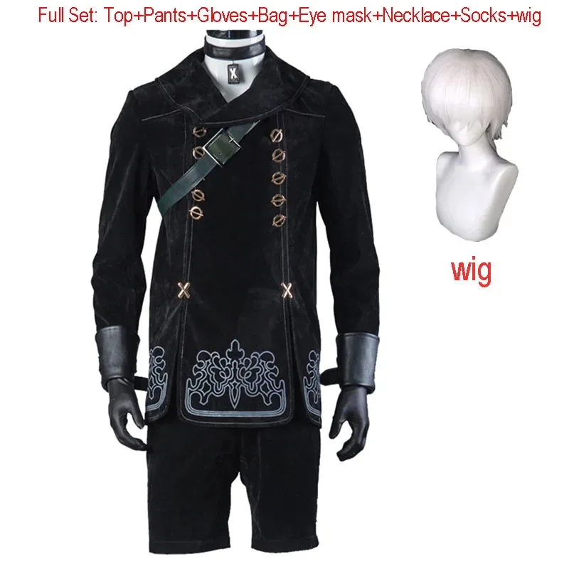 

Hot Games NieR Automata 9S Cosplay Costumes Men Fancy Party Outfits Coat shoe Wig YoRHa No. 9 Type S Full Set for Halloweenv;6,a