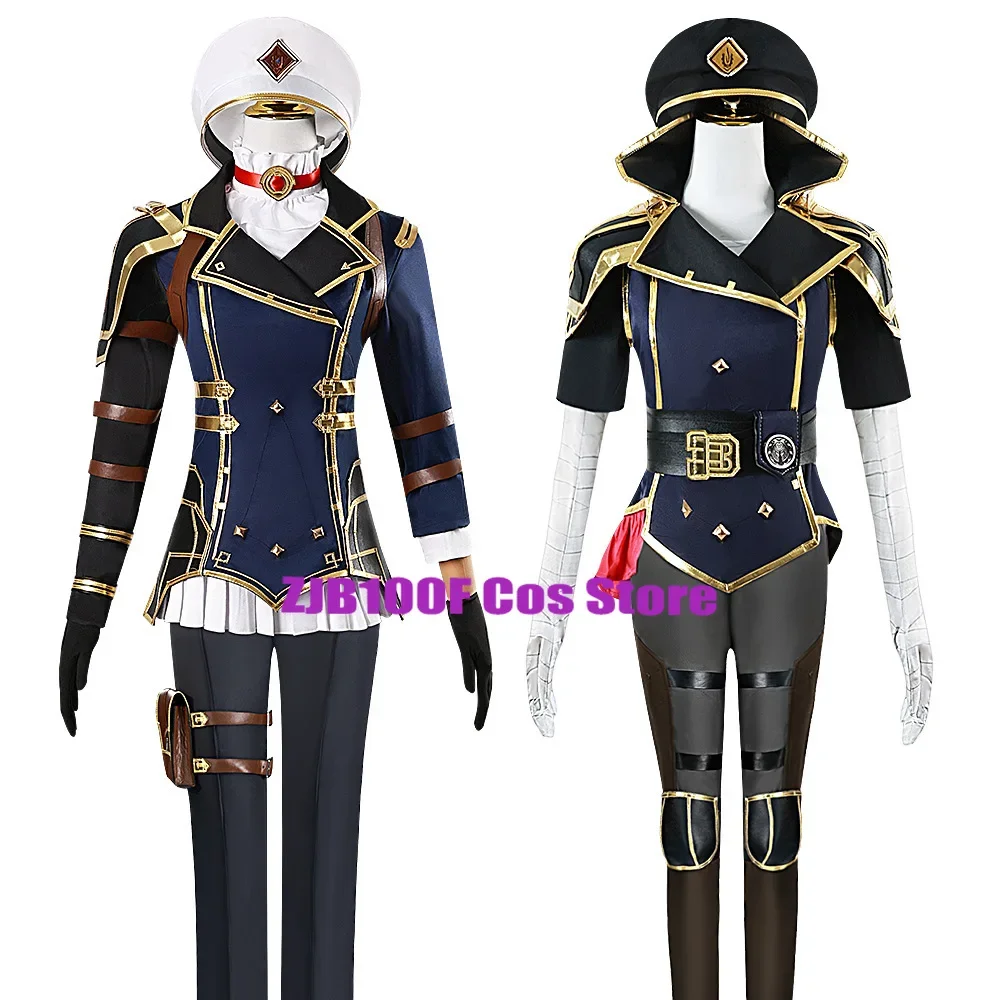 Gioco Arcane Caitlyn Kiramman Costume Cosplay Anime LOL Arcane Vi Cosplay Uniforme Parrucca Outfit Set Festa di Halloween Costume Gioco